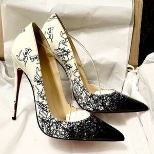 Christian Louboutin SoKate 120 signature collection Patent black & white EU 37